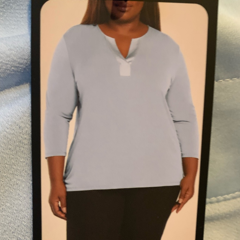 NEW BANANA REPUBLIC WOMEN'S V-NECK 3/4 SLEEVE BLOUSE TOP, BLUE. SIZE XXL - Picture 4 of 9